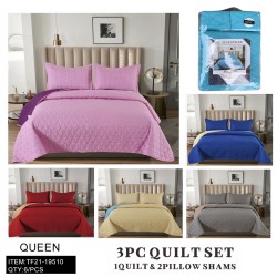 3-PC SET QUILT SIX MIXED QUILTED QUEEN SIZE 6PC/CS
