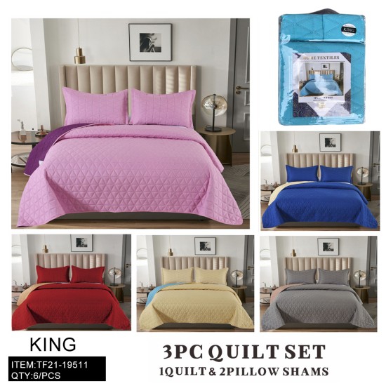 3-PC SET QUILT SIX MIXED QUILTED KING SIZE 6PC/CS