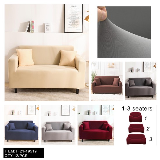 MIXED SIX-COLOR MONOCHROME TWO-SEATER SOFA COVER 12PC/CS