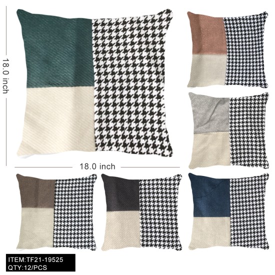 MIXED SIX-COLOR STITCHING HOUNDSTOOTH PILLOW 12PC/CS