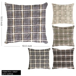 MIXED FIVE-COLOR ONE-SIDED PLAID COTTON  PILLOW 12PC/CS