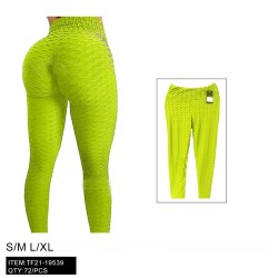 FLUORESCENT YELLOW PINEAPPLE CHECK CROPPED PANTS 72PC/CS