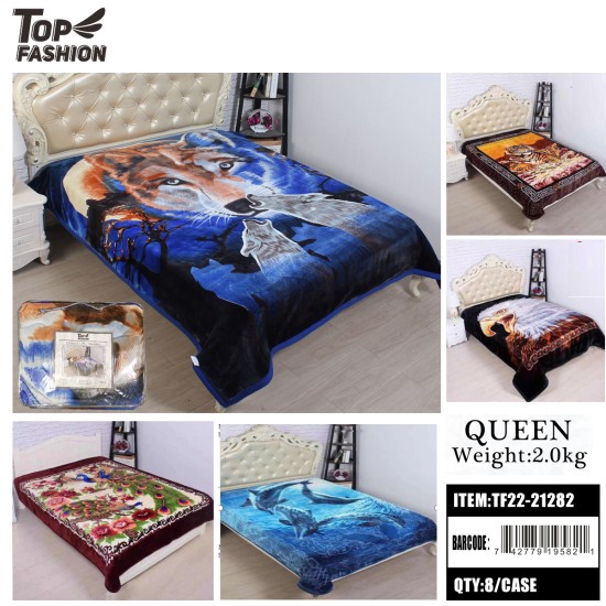 2KG QUEEN SIZE ANIMAL 1PLY BLANKET 8PC/CS