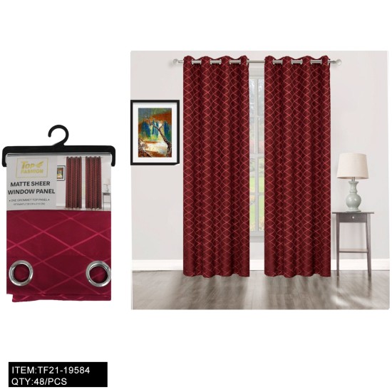 54"*84"416 JACQUARD MIXED WINE RED BLACKOUT CURTAINS 12PC/CS