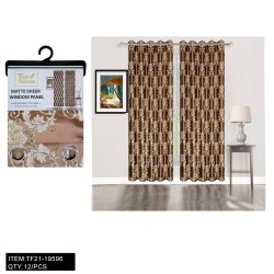 54"*84"X03 COFFEE GOLD SILK JACQUARD MEDIUM CURTAIN 12PC/CS