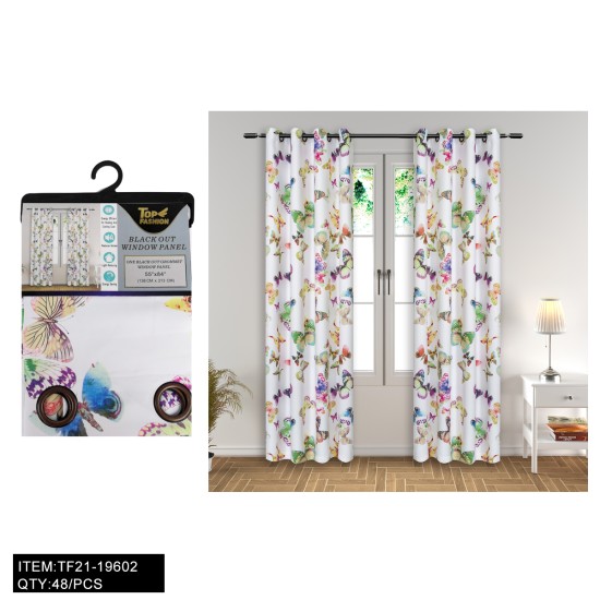 54"*84" WHITE BUTTERFLY BLACKOUT CURTAIN 12PC/CS