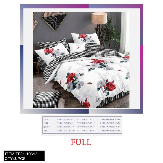 FULL SIZE FOUR-PIECE CHEMICAL FIBER BEDSHEET 8PC/CS