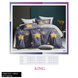 KING SIZE 4-PIECE FABRIC PRINTED  STAR BEDSHEET 8PC/CS