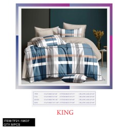 80G KING SIZE PRINTED BLUE 4PC--SET BED SHEET 8PC/CS