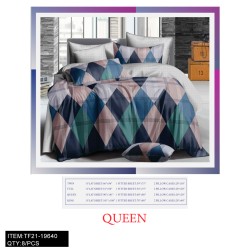 80G QUEEN SIZE PRINTED BLUE 4PC--SET BED SHEET 8PC/CS