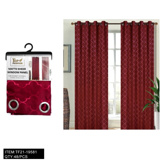 JACQUARD MIXED WINE RED BLACKOUT CURTAINS 54"*84" 12PC/CS