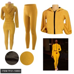 2PC OUTFITS FOR WOMANS SPORTSWEAR YELLOW SUIT  24PC/CS