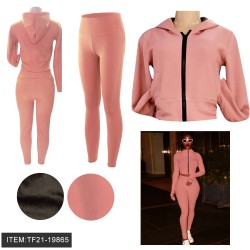 2PC OUTFITS FOR WOMANS SPORTSWEAR PINK SUIT 24PC/CS