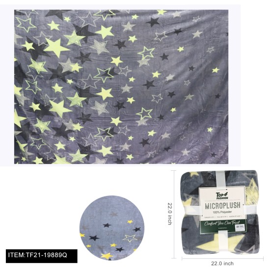 QUEEN SIZE STAR PRINTING FLANNEL BLANKET 8PC/CS
