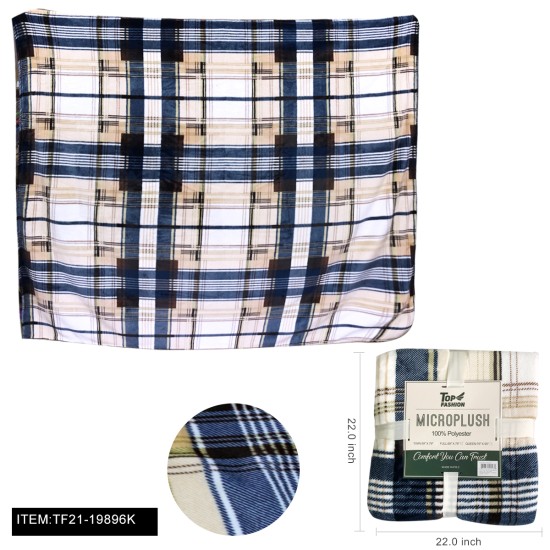 KING SIZE PLAID PRINTED FLANNEL BLANKET 8PC/CS