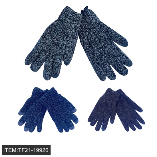 MENS 3COLORS TOUCH SCREEN NAPPED WOOL GLOVE 12PC/12DZ/144PCS