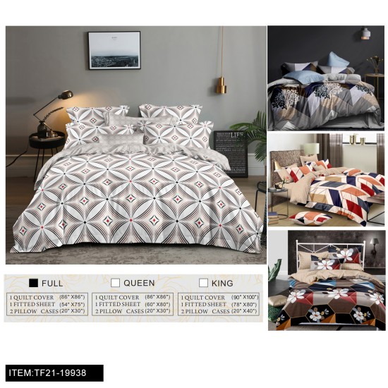 FULL SIZE FOUR-PIECE PRINTED DUVET COVER 8PC/CS