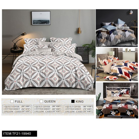 KING SIZE FOUR-PIECE PRINTED DUVET COVER 8PC/CS