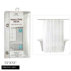 72"*72" CLEAR SHOWER CURTAIN WITH 12 PLASTIC HOOK 24PC/CS