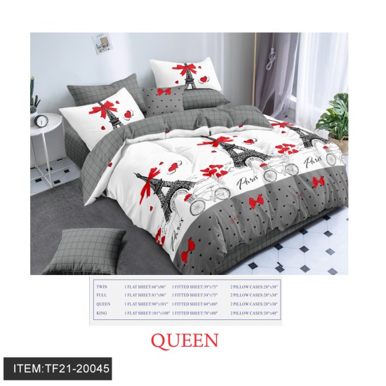 QUEEN SIZE FOUR-PIECE PRINTED BED SHEET 8PC/CS
