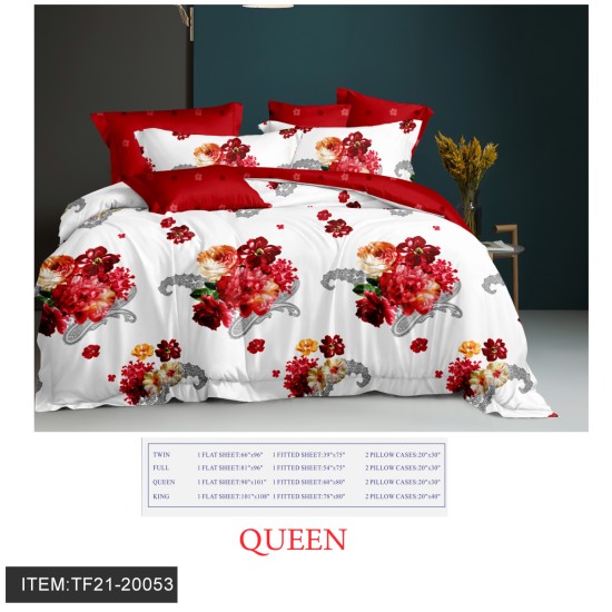 QUEEN SIZE FOUR-PIECE PRINTED BED SHEET 8PC/CS