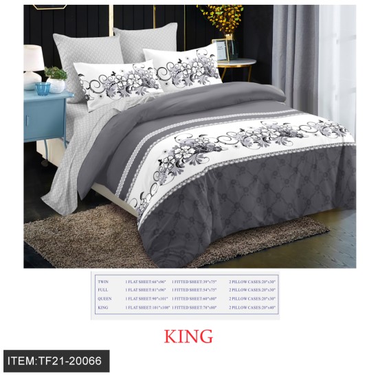KING SIZE FOUR-PIECE PRINTED BED SHEET 8PC/CS
