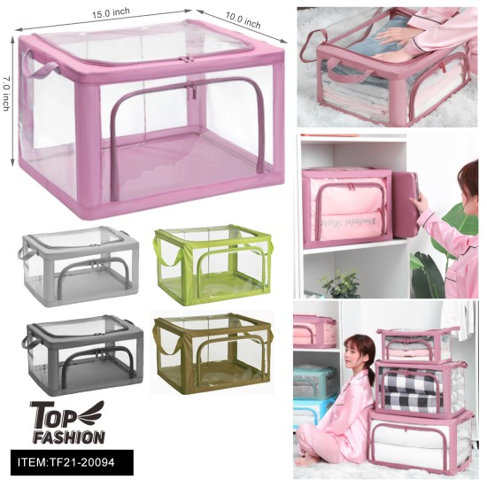 15*10*7  FULLY TRANSPARENT FOLDABLE STORAGE BOX 12PC/CS