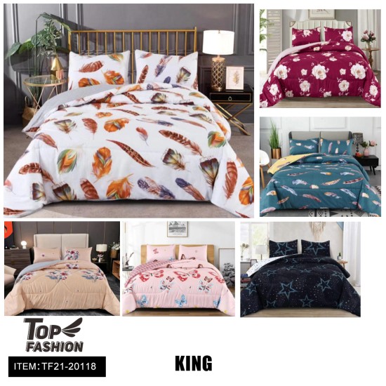 KING SIZE ONE PC SET MIXED 6COLOR PRINTED COMFORTER  6PC/CS