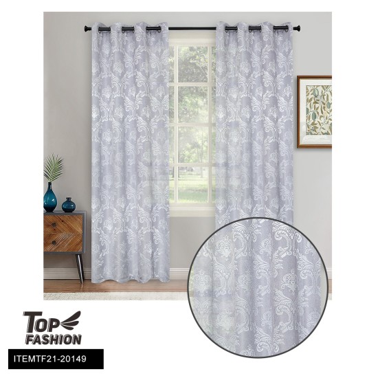 JACQUARD LIGHT GREY COLOR BLACKOUT CURTAIN 12PC/CS