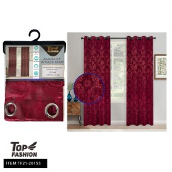 JACQUARD RED BLACKOUT CURTAIN 12PC/CS
