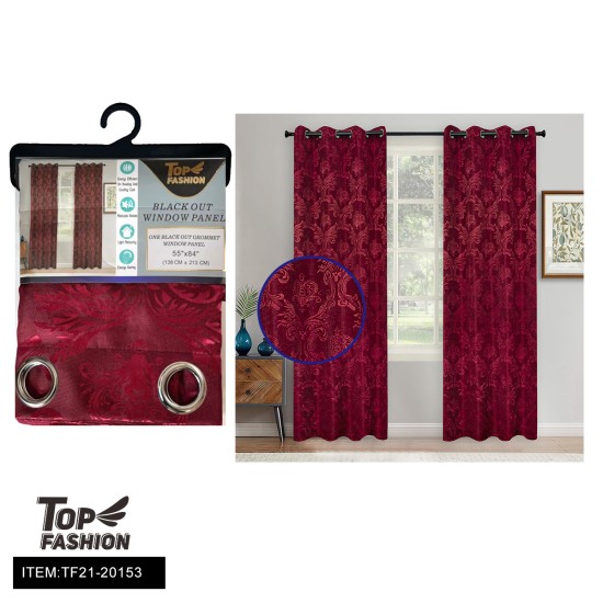 JACQUARD RED BLACKOUT CURTAIN 12PC/CS