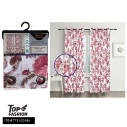 PRINT PINK PEONY ON WHITE BLACKOUT CURTAIN 12PC/CS