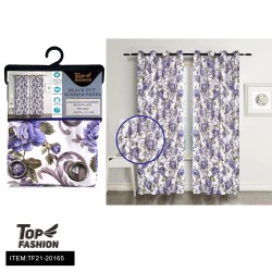 PRINT PURPLE PEONY ON WHITE BLACKOUT CURTAIN 12PC/CS