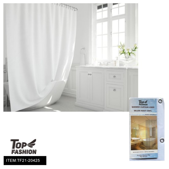 70*72 3 MAGNETS PVC WHITE COLOR SHOWER CURTAIN 24PC/CS