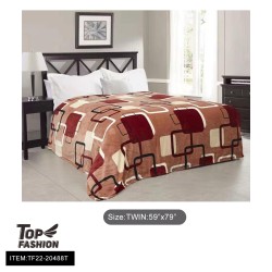 TWIN SIZE PRINTED COLOR BLOCK FLANNEL BLANKET 8PC/CS