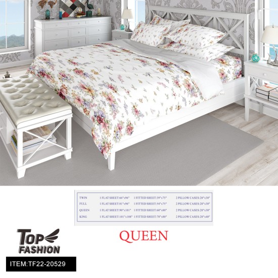 80G QUEEN SIZE PRINTING BEDSHEET 4-PIECE SET 8PC/CS