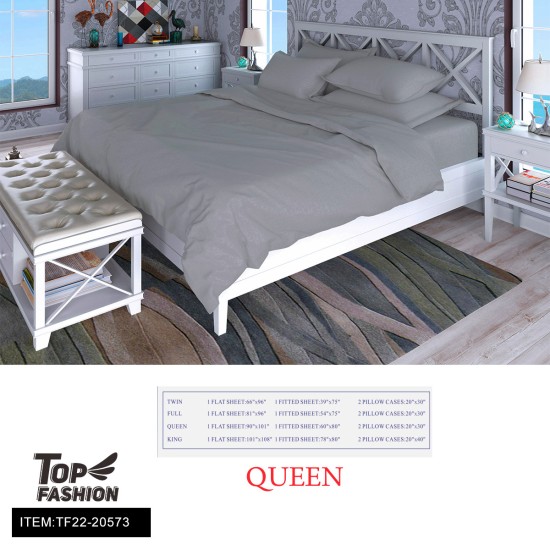 80G QUEEN SIZE LIGHT GRAY BEDSHEET 4-PIECE SET 8PC/CS