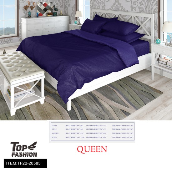 80G QUEEN SIZE NAVY BED SHEET 4-PIECE SET 8PC/CS