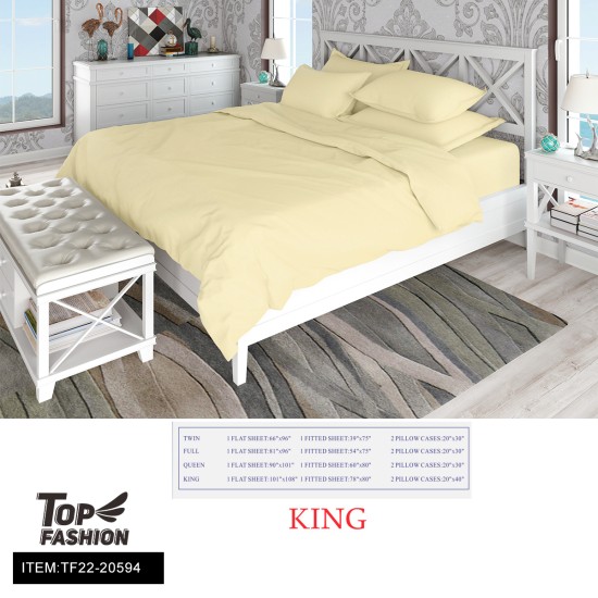 80G KING SIZE BEIGE BED SHEET 4-PIECE SET 8PC/CS