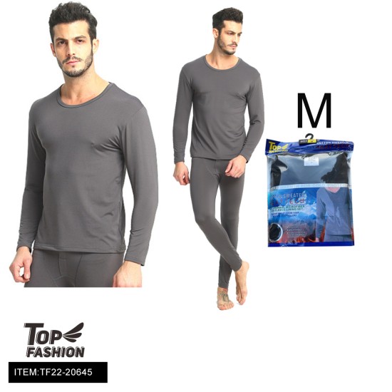 M SIZE MENS DARK GRAY THERMAL UNDERWEAR SET 24PC/CS