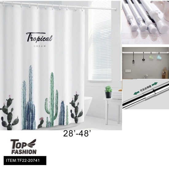 0.7-1.2M MIXED 2 COLOR SHOWER CURTAIN TELESCOPIC ROD 48PC/CS