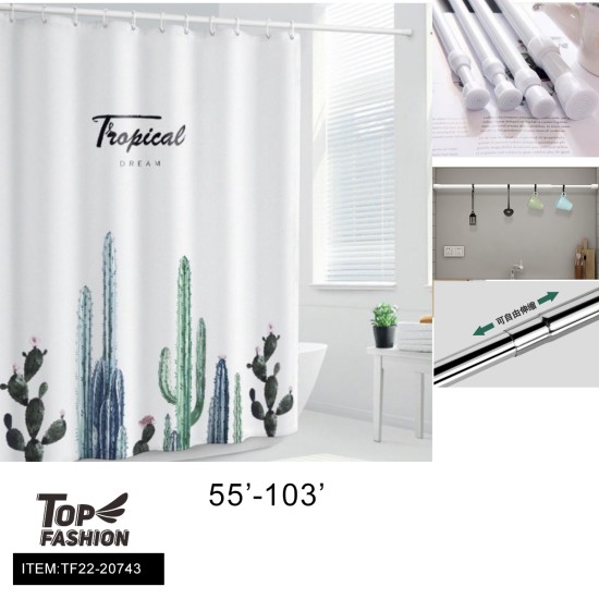 1.4-2.6M MIXED 2 COLOR SHOWER CURTAIN TELESCOPIC ROD 48PC/CS