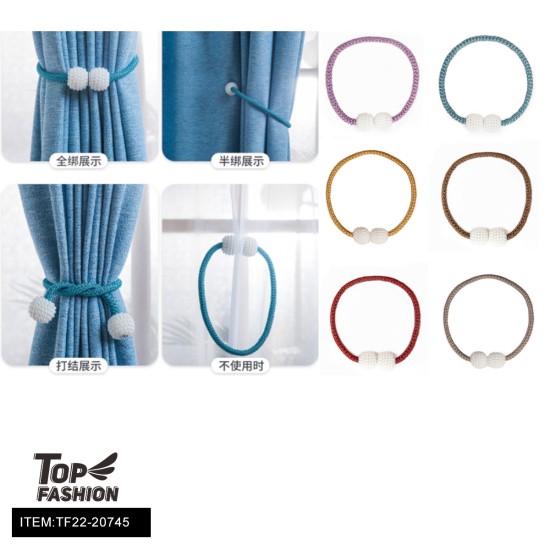 MIX 6 COLORS MAGNETIC CURTAIN STRAPS 144PC/CS