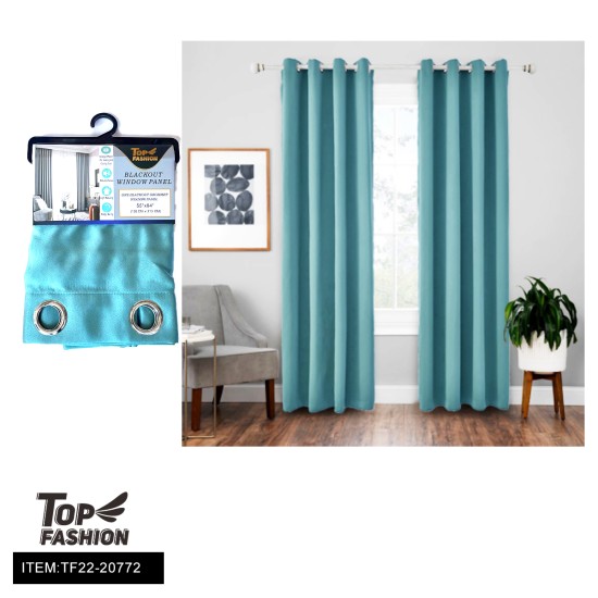 54"*84" LAKE BLUE SINGLE SIDED BLACKOUT CURTAINS 12PC/CS