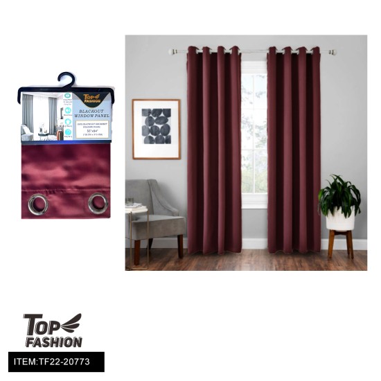 54"*84" BURGUNDY SINGLE SIDED BLACKOUT CURTAINS 12PC/CS