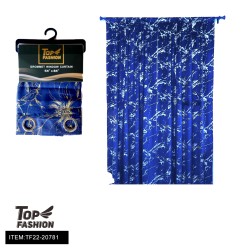 54"*90"NAVY BLUE BOTTOM HOT GOLD FLORAL GAUZE CURTAINS 12PC/C