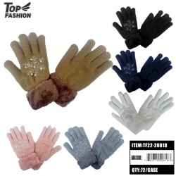 MIX 6COLORS WOMENS STYLE PLUS PEARL WINTER GLOVES 72PC/CS