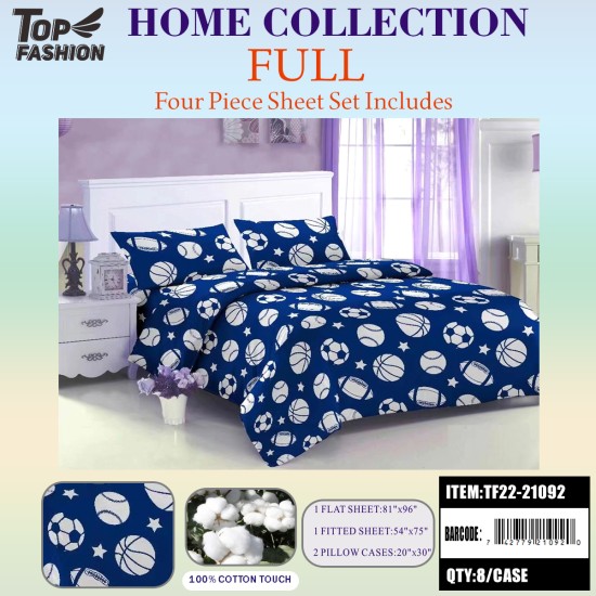 80G FULL SIZE PRINTED BALL BEDSHEET 4-PCS SET 8PC/CS