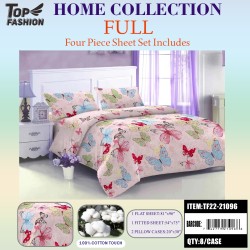 80G FULL SIZE PRINTED BUTTERFLY BED SHEET 4-PCS SET 8PC/CS