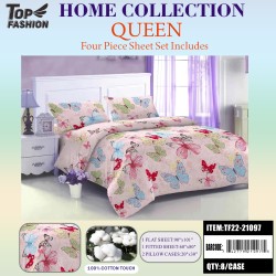 80G QUEEN SIZE PRINTED BUTTERFLY BED SHEET 4PCS SET 8PC/CS